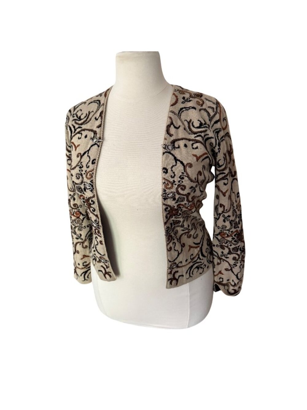 Simply Natural Alpaca Blend Cardigan Size S Embroidered Peru Sweater